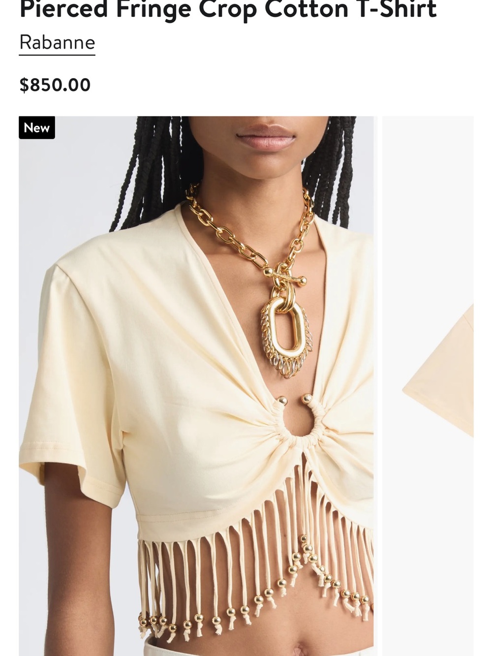 Pierced Fringe Crop Cotton T-Shirt
